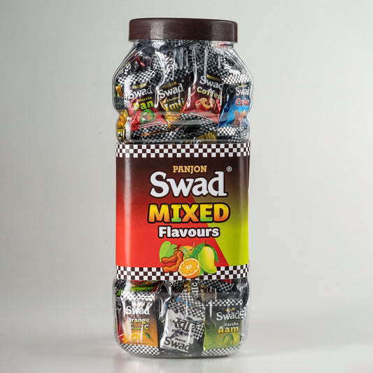 Swad Mixed Candy (Original, Kaccha Mango, Imli, Pan, Coffee, Cola, Orange) Mix Flavours, 200 Toffee Jar