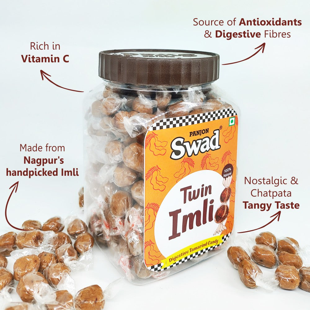 Swad Aam Papad & Twin Imli Candy [Tamarind & Mango Toffees] 2 Jars x 320g