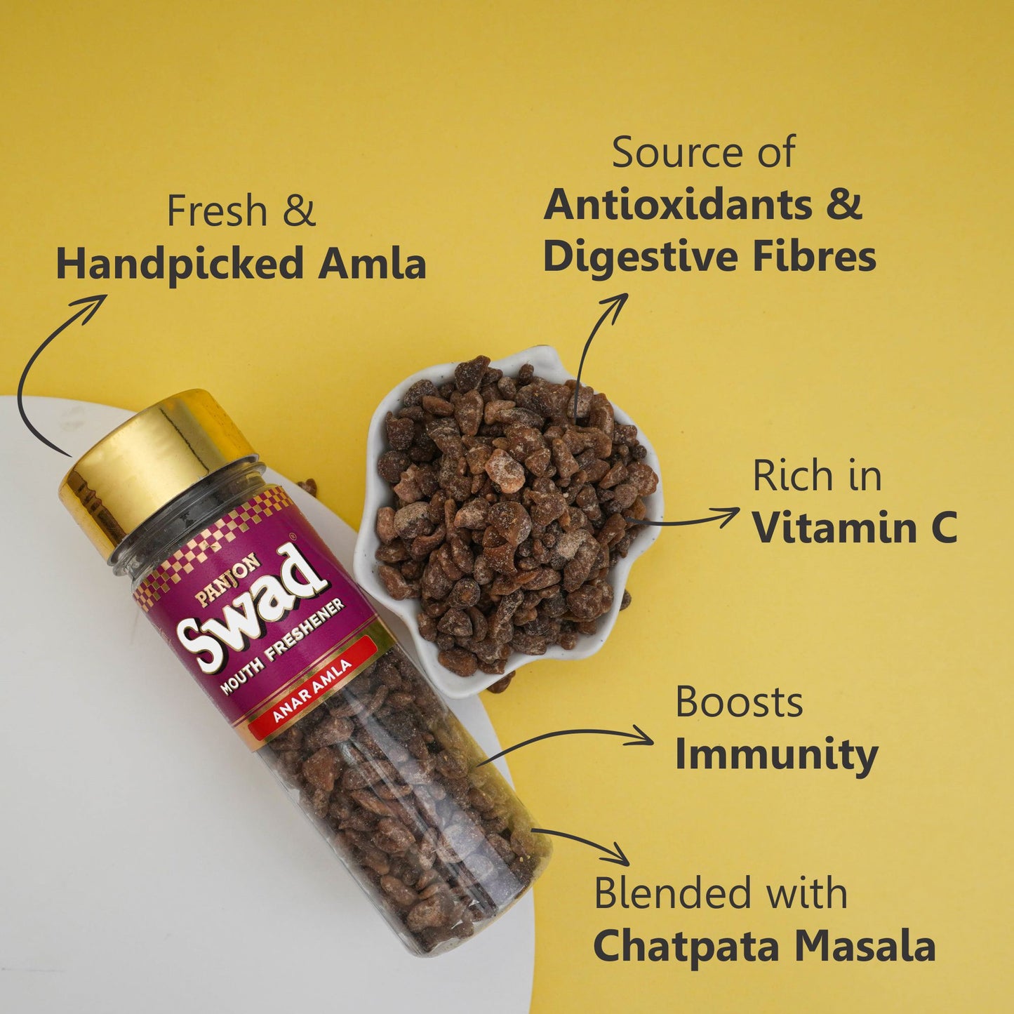 Swad Anar Amla Mouth Freshener (Digestive Pachak, Churan Mukhwas) 1 bottle, 120g