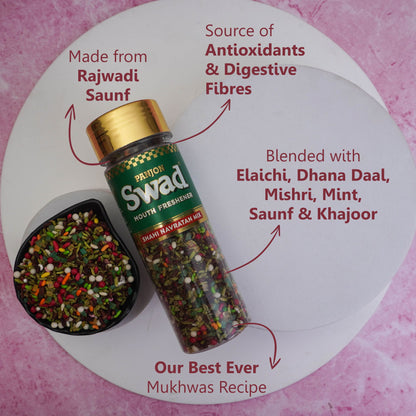 Swad Shahi Navratan Mix Mouth Freshener (Crunchy Elaichi Minty Mukhwas) 1 bottle, 140g