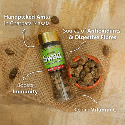 Swad Chatpata Amla Candy Mouth Freshener (Spicy Pachak, Digestive Mukhwas) 1 bottle, 115g