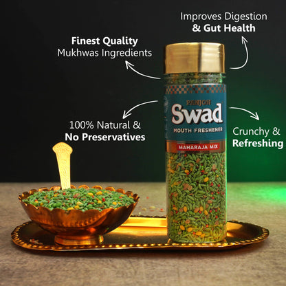 Swad Maharaja Mix Mouth Freshener (Crunchy Saunf & Digestive Dal Mishri Mix Mukhwas) 1 bottle, 145g