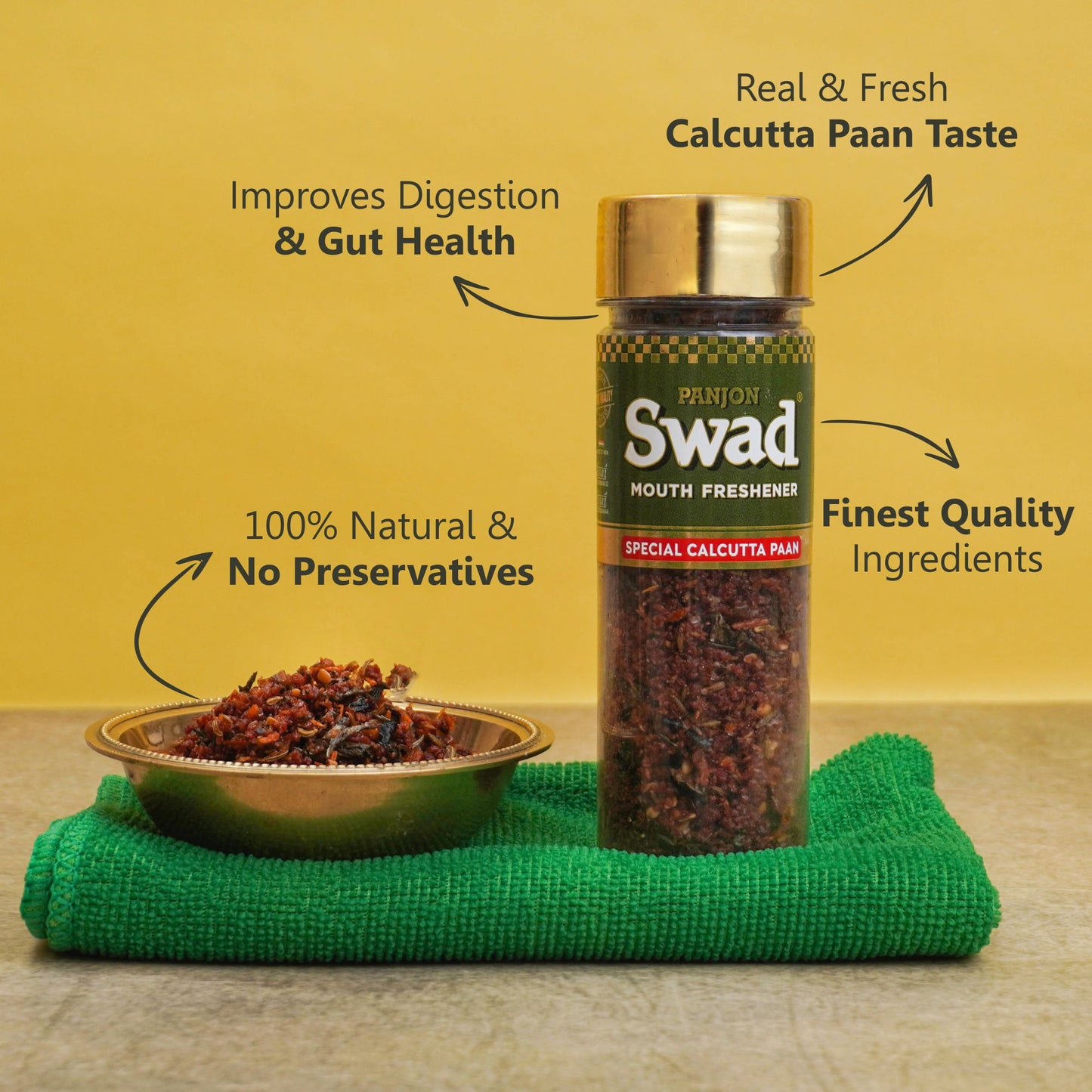 Swad Calcutta Paan Mouth Freshener (Digestive Pan Mukhwas) 1 bottle, 100g