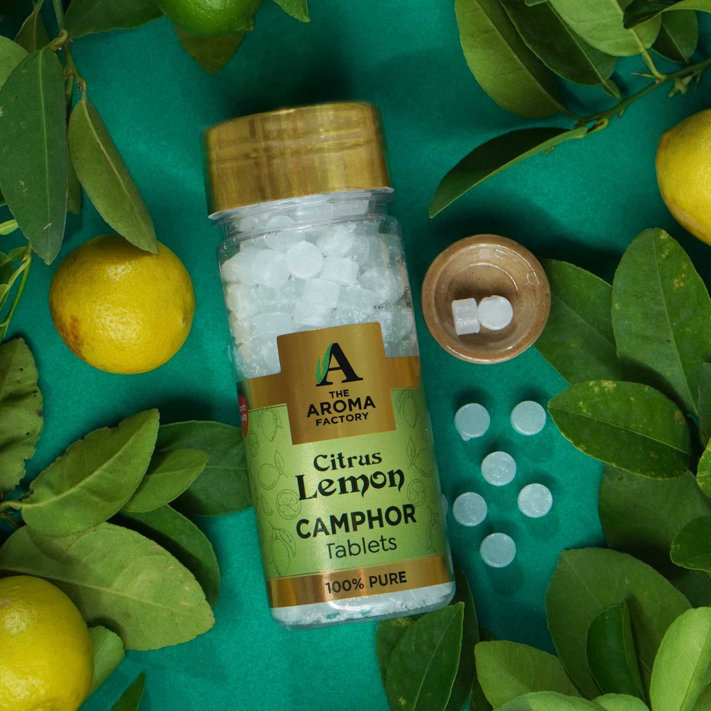 The Aroma Factory 100% Pure Camphor Tablets Original, Citrus Lemon,Jasmine, Fresh Active & Lavender Fragrances Packof 5 Bottle
