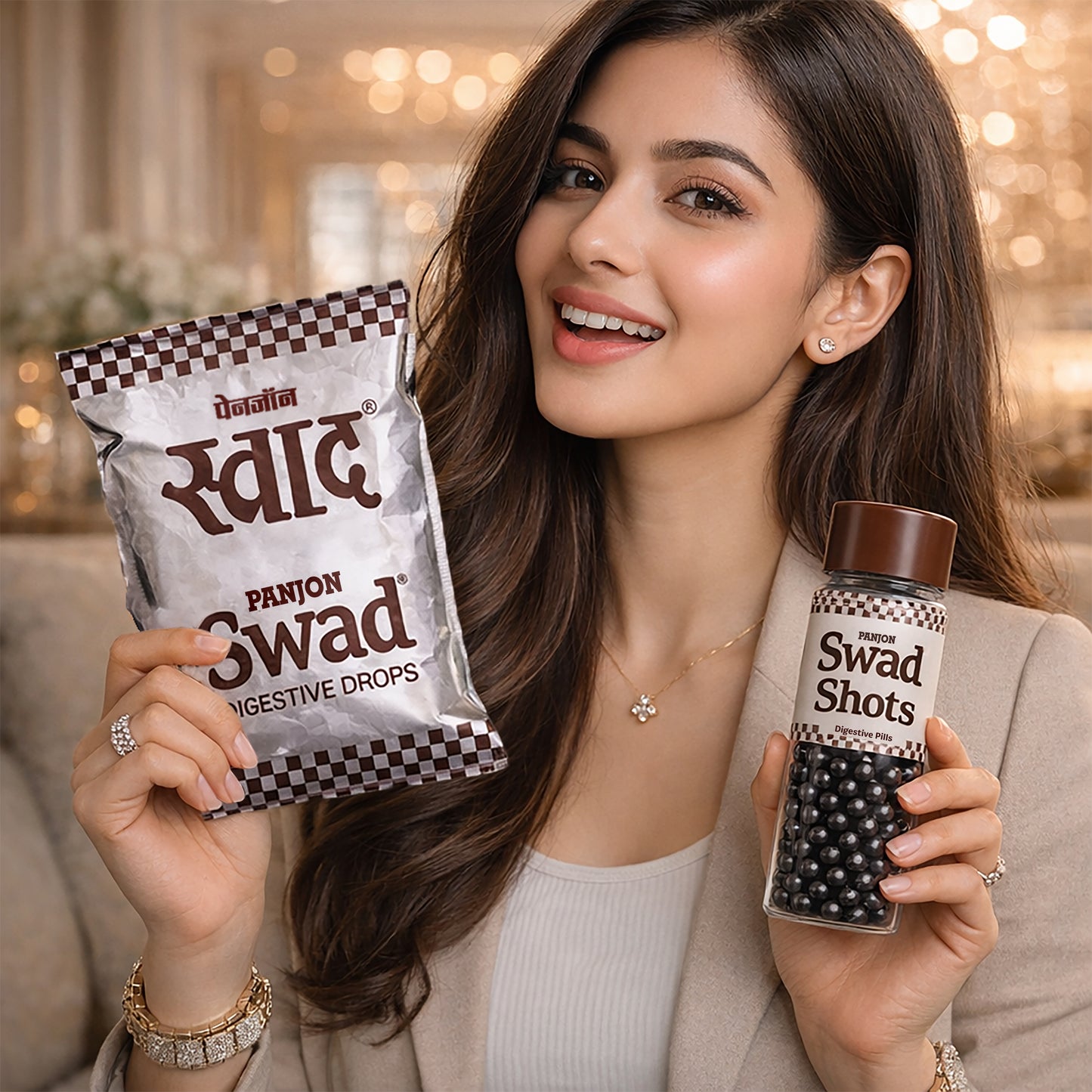 Swad Digestive Candy (50 Pcs) & Swad Shots Pachak Goli (300 Pcs) 2 Pack