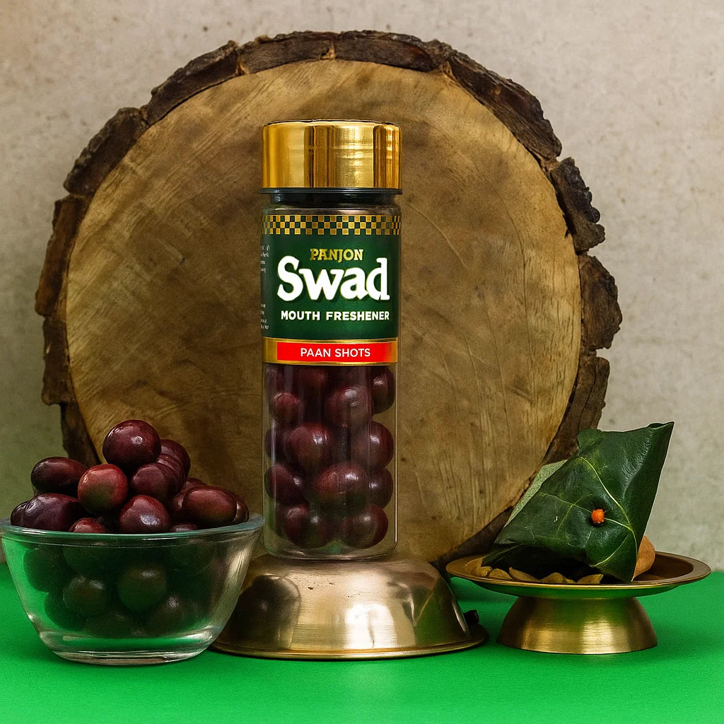 Panjon Swad Paan Shots (Instant Pan Candy Mouthfreshener Mukhwas) Real Pan Toffee Balls, 1 Bottle