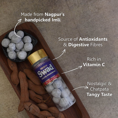 Swad Imli Ram Ladoo Mouth Freshener (Digestive Pachak, Tamarind Imli Pop Mukhwas) 1 bottle, 130g