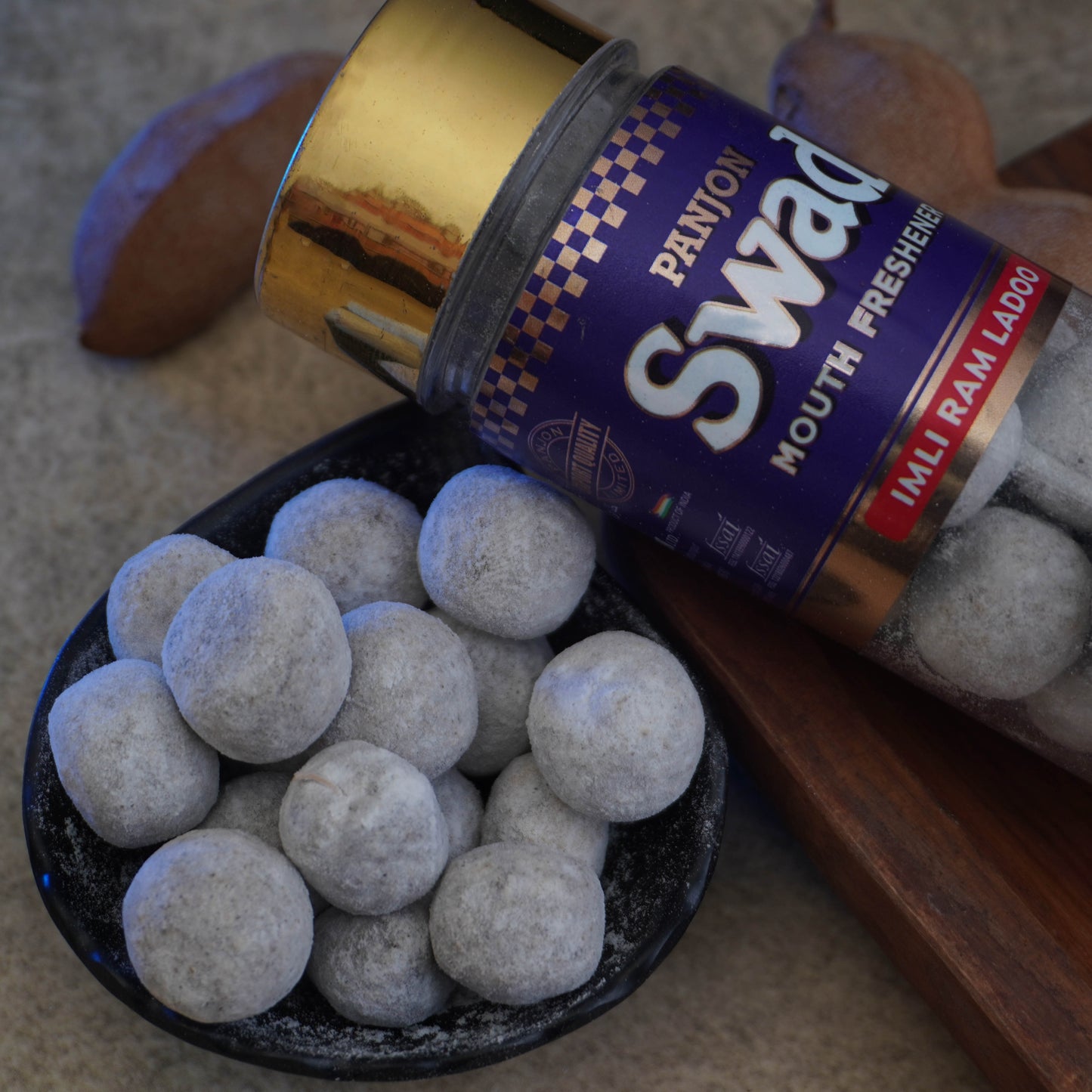 Swad Imli Ram Ladoo Mouth Freshener (Digestive Pachak, Tamarind Imli Pop Mukhwas) 1 bottle, 130g