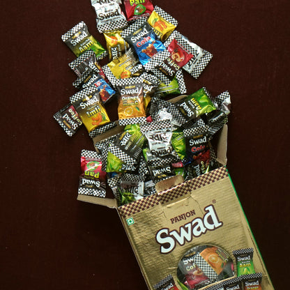 Swad Mixed Candy (Original, Kaccha Mango, Imli, Pan, Coffee, Cola, Orange) Mix Flavours,3 x 50 Toffee, 3 Packets Pouch