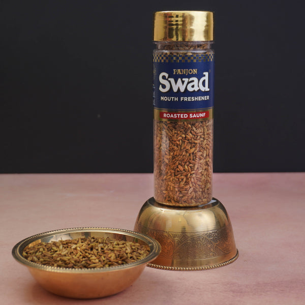 Swad Roasted Saunf Mouth Freshener (Siki Souf Fennel Digestive Mukhwas) 1 bottle, 60g