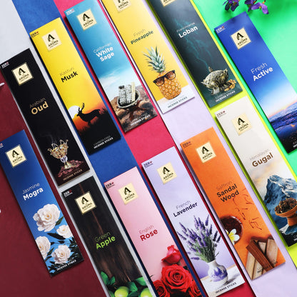 The Aroma Factory Premium Incense Sticks 12 Agarbatti Fragrances x 20 sticks each, Gift Set, 240 sticks