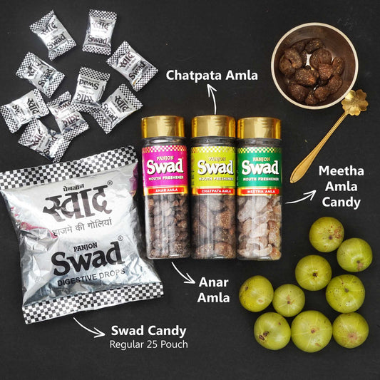 Swad Mukhwas & Candy Combo(Anar Amla,Chatpata Amla & Meetha Amla 25 Candies Pack)4 Units