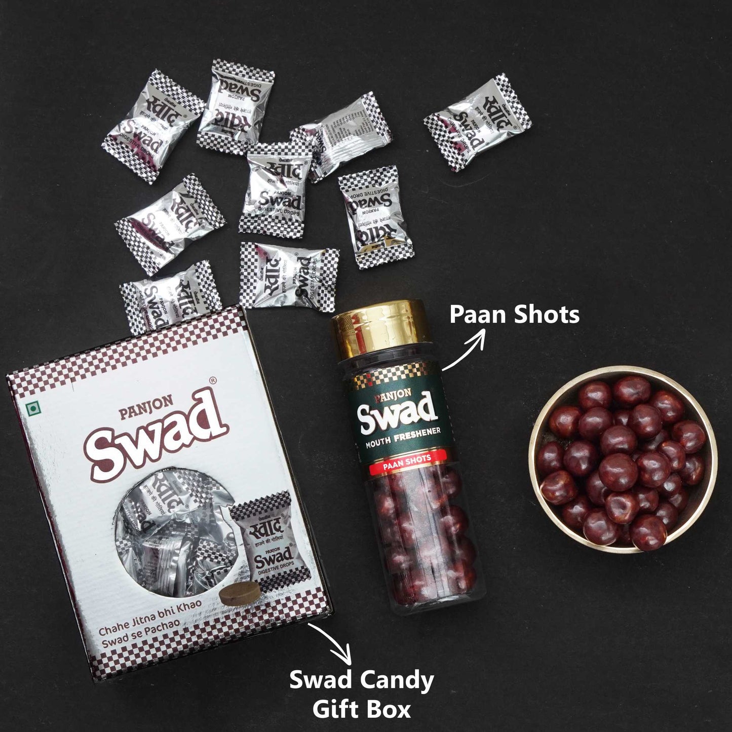 Swad Mukhwas & Gift Box Combo (Paan Shots ( Real Pan Toffee Balls) &  Digestive Candy (1 x 125 Gift Box) 2 Units