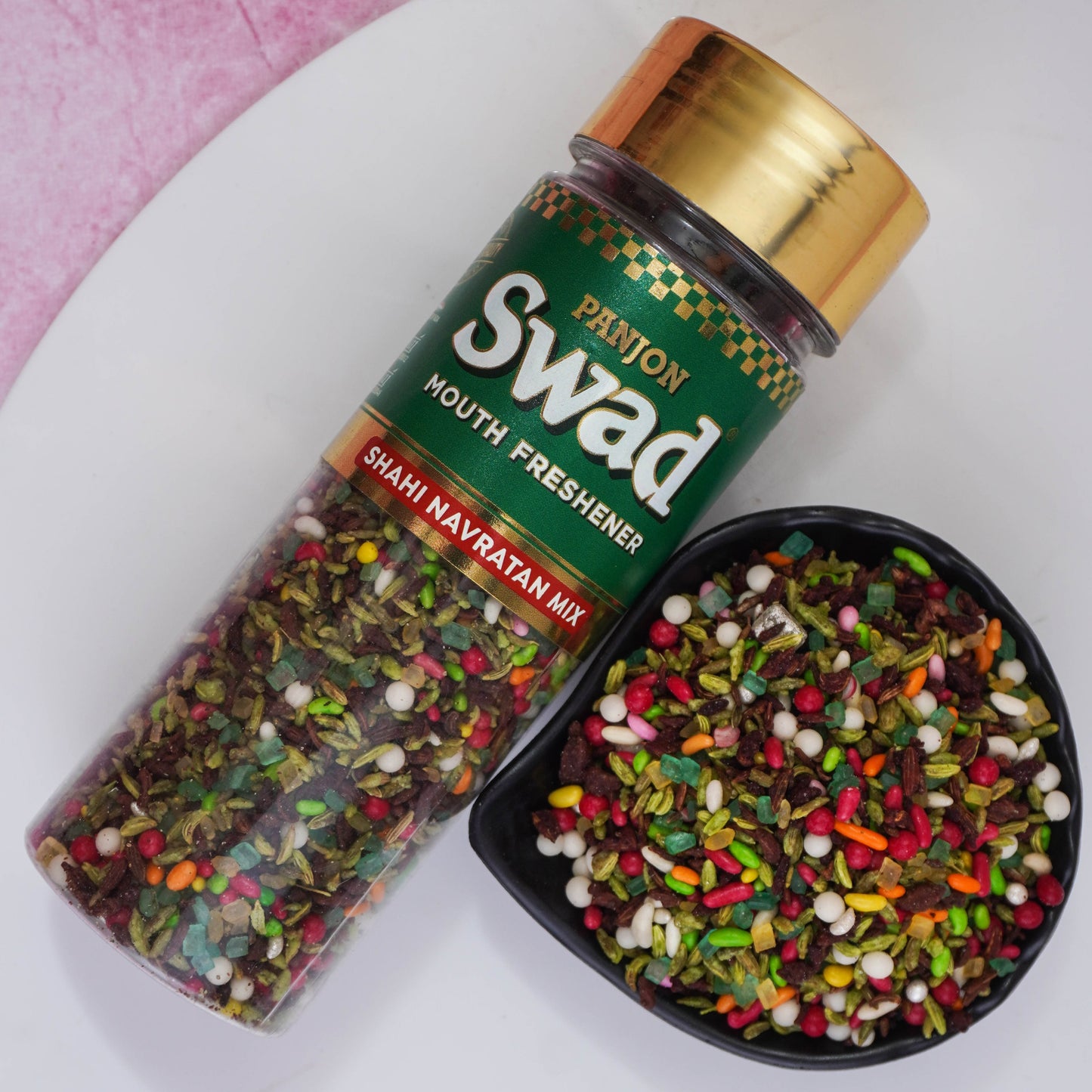 Swad Shahi Navratan Mix Mouth Freshener (Crunchy Elaichi Minty Mukhwas) 1 bottle, 140g