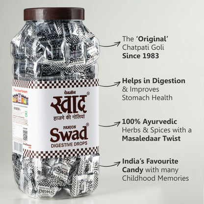 Swad Combo (Navratan Mix,Aam Papad,Banarasi Paan,White Saunf Anar Amla,Roasted Saunf,Anardana,Rajasthani Mix,Khatta Meetha Khajoor Imli Ram Ladoo,Digestive 200 Candies Jar) 11 Units