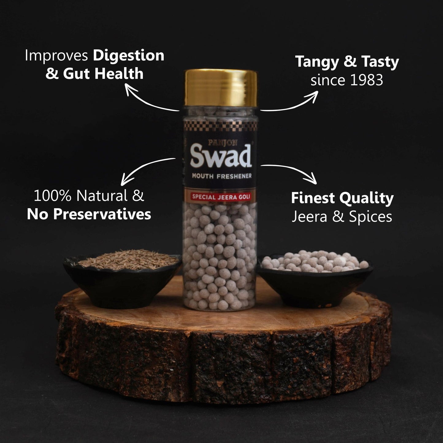 Panjon Swad Anar Amla, Meetha Amla, Chatpata Amla & Jeera Goli Mukhwas (100% Natural Mouth Fresheners) 4 Bottles, 350g