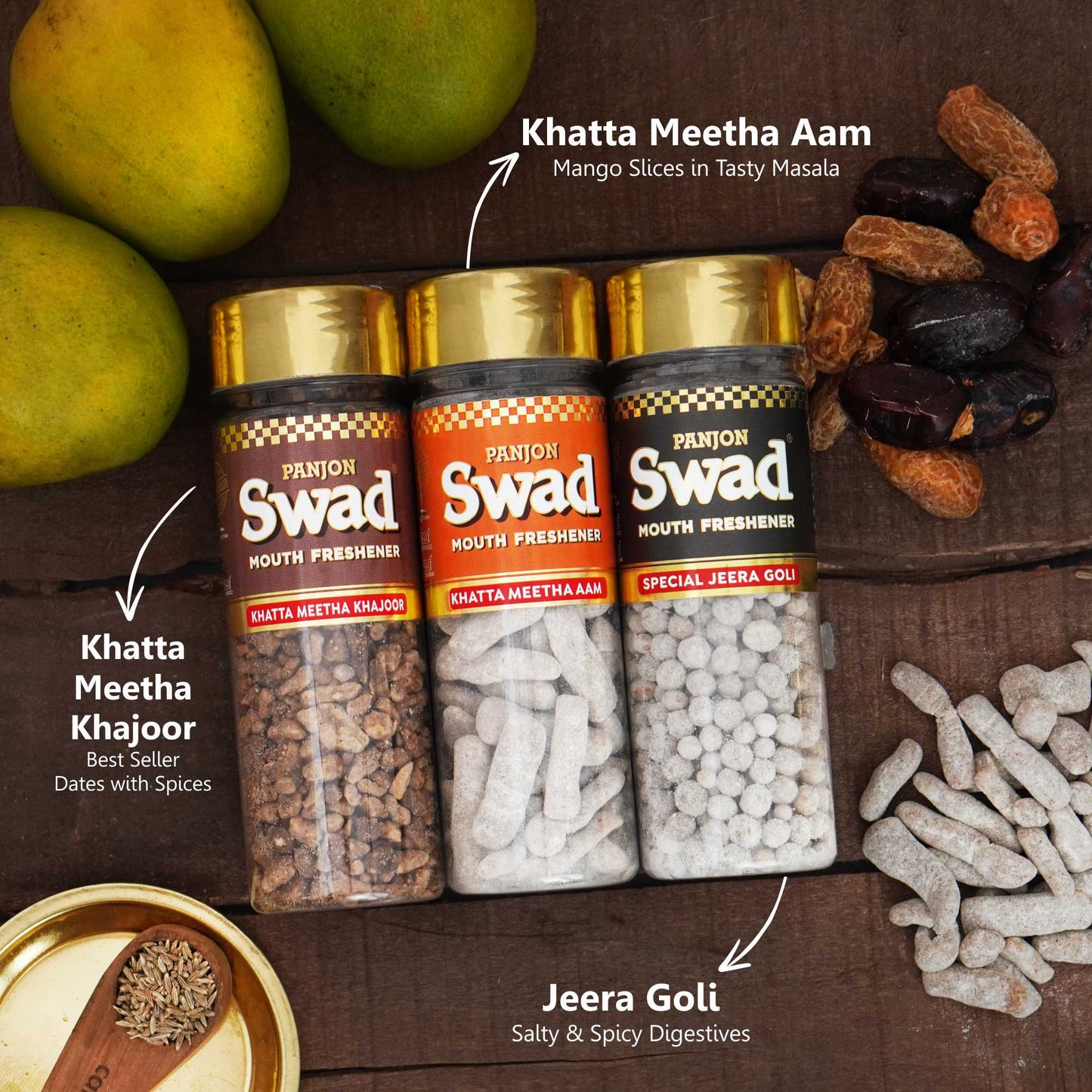 Swad Pachak (Khatta Meetha Khajoor, Khatta Meetha Aam, Jeera Goli ) 3 Bottle, 560g