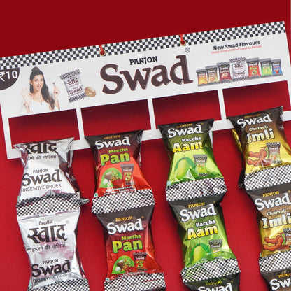 Swad Digestive Candy Dangler Pack, Assorted Flavors (Original, Kaccha Aam, Imli, Meetha Pan) Masala Toffees (60 Packets x 15 gm) 900 gm