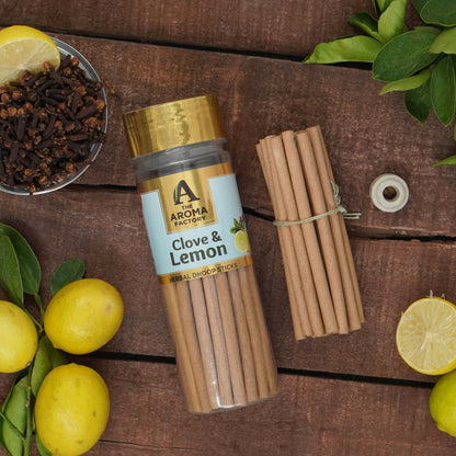 The Aroma Factory Dhoop Batti Set (Pineapple, Santal & Vanilla, Jasmine & Chocolate, Clove & Lemon, Fresh Active) Herbal Dhup Sticks in Jute Bag, 5 Bottles x 100g