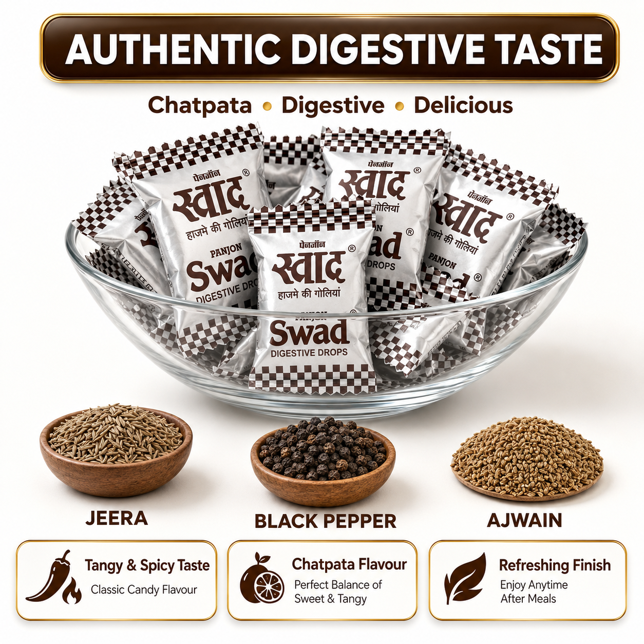 Swad Digestive Drops Packet (Regular) 50 tab.