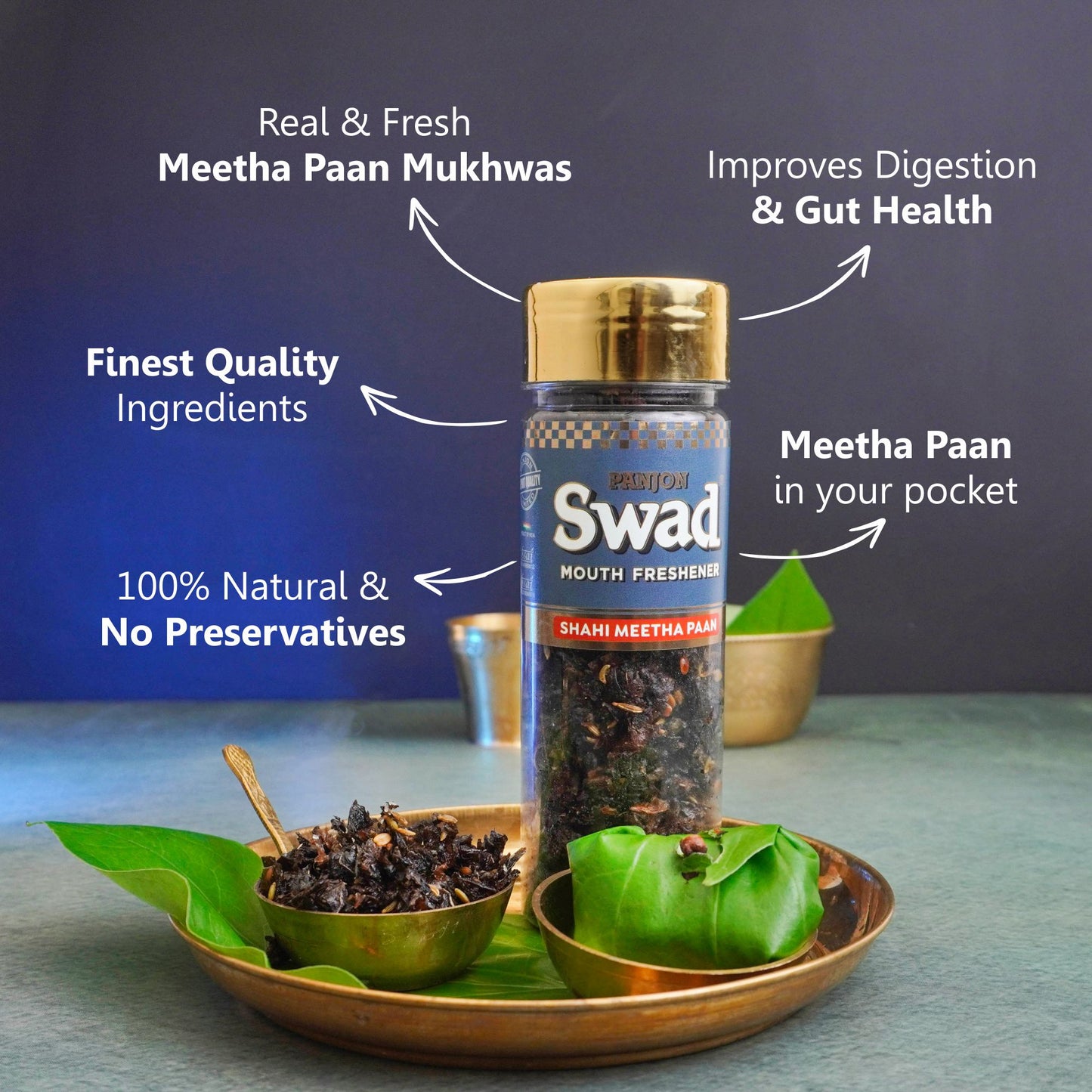 Swad Mukhwas & Candy Combo (Navratan, Kashmiri,Shahi Meetha paan 25 Candies Pack) 4 units