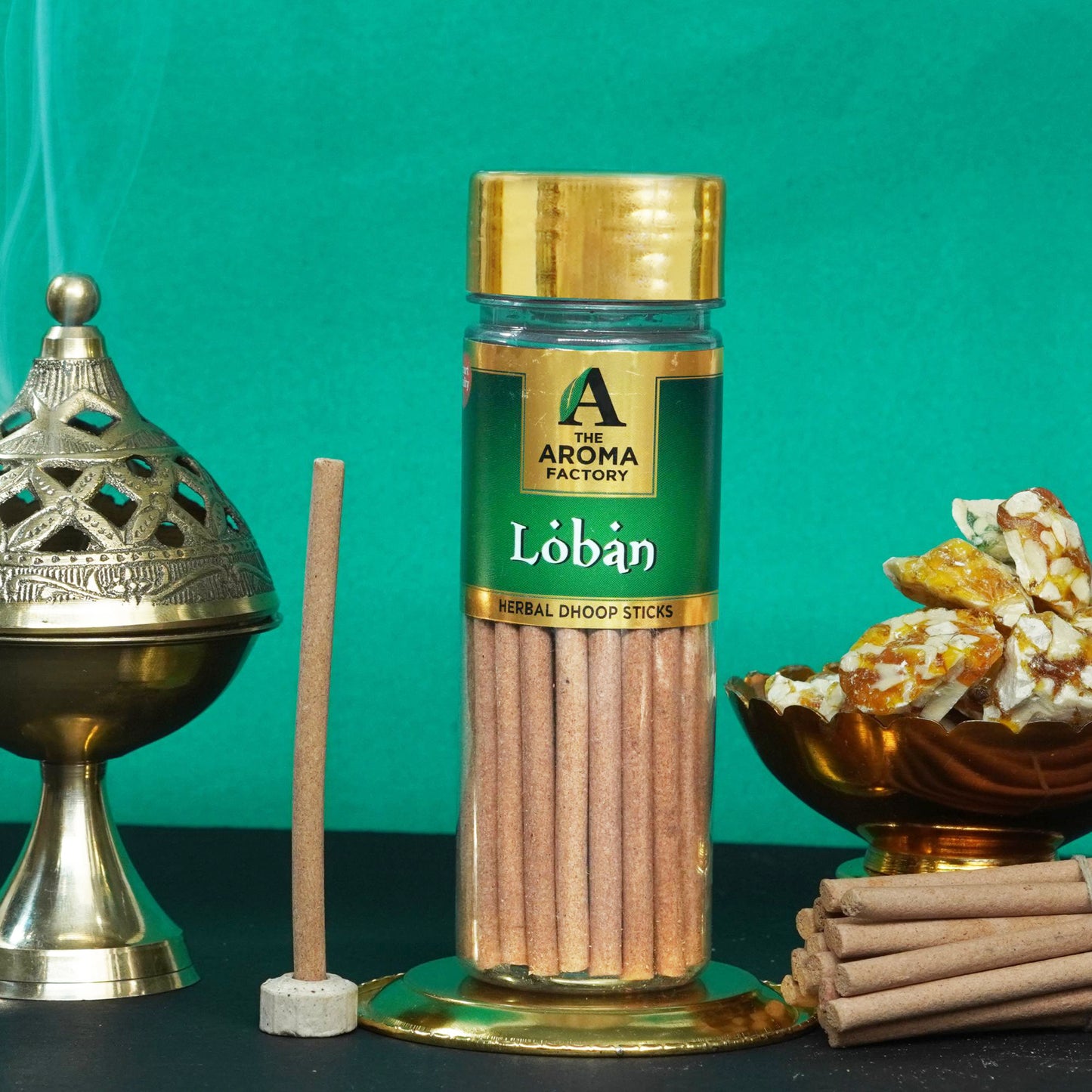 The Aroma Factory Organic Loban, Lavender & Sandal Chandan Dhoop Batti Sticks for Pooja with dhup Incense Holder Stand,Best for Long Lasting Fragrances (Pack of 3x100g)