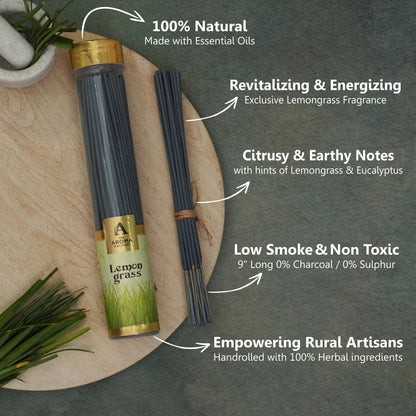 The Aroma Factory Organic Incense Sticks (Herbal Agarbatti for Smudging, Cleansing) 0% Charcoal, 0% Sulphur, 3 x 100g Bottle (Clove & Lemon, Lemongrass & Rose Patchouli)