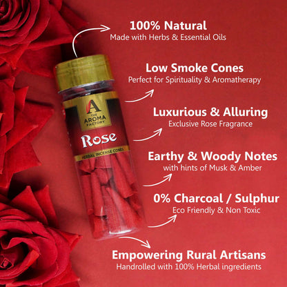 The Aroma Factory Organic Incense Dhoop Cones (Saffron Sandal,  Musk Kasturi , Rose,) No Charcoal | No Bamboo | 100% Herbal Fragrance | Assorted Pooja Dhoop, 3 x 90g