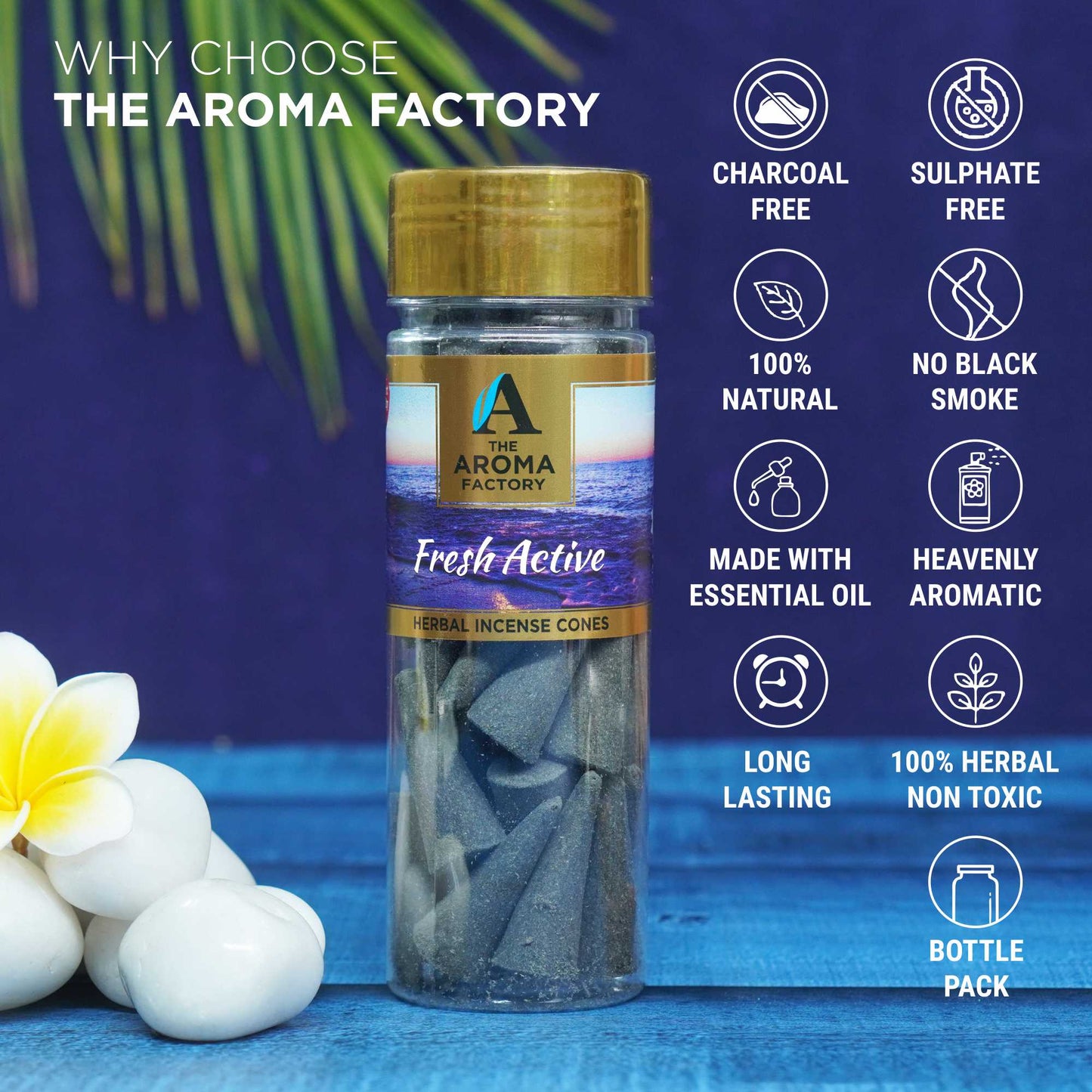 The Aroma Factory Fresh Active Sanctuary, Complete Fragrance Collection of Agarbatti, Dhoop Batti, Dhoop Cone, Camphor Tablet & Reed Diffuser, Combo of 5