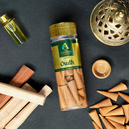The Aroma Factory Incense Cone Set (Loban, Oudh, Kasturi, Kesar Chandan, Rose) Dhoop Cones, Pack of 5 x 30 Cones