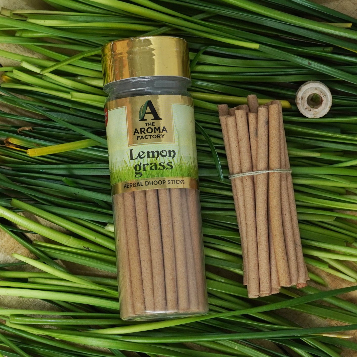 The Aroma Factory Dhoop Batti Set (Rose, Lavender, Jasmine & Chocolate, Lemongrass, Mogra) Herbal Dhup Sticks in Jute Bag, 5 Bottles x 100g