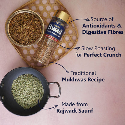 Swad 5 Mouthfresheners Combo (Navratan Mix Mukhwas, Royal Fresh,White Sweet Saunf, Coloured Saunf, Roasted Saunf) 700g
