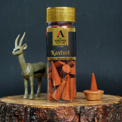 The Aroma Factory Organic Incense Dhoop Cones (Saffron Sandal,  Musk Kasturi , Rose,) No Charcoal | No Bamboo | 100% Herbal Fragrance | Assorted Pooja Dhoop, 3 x 90g