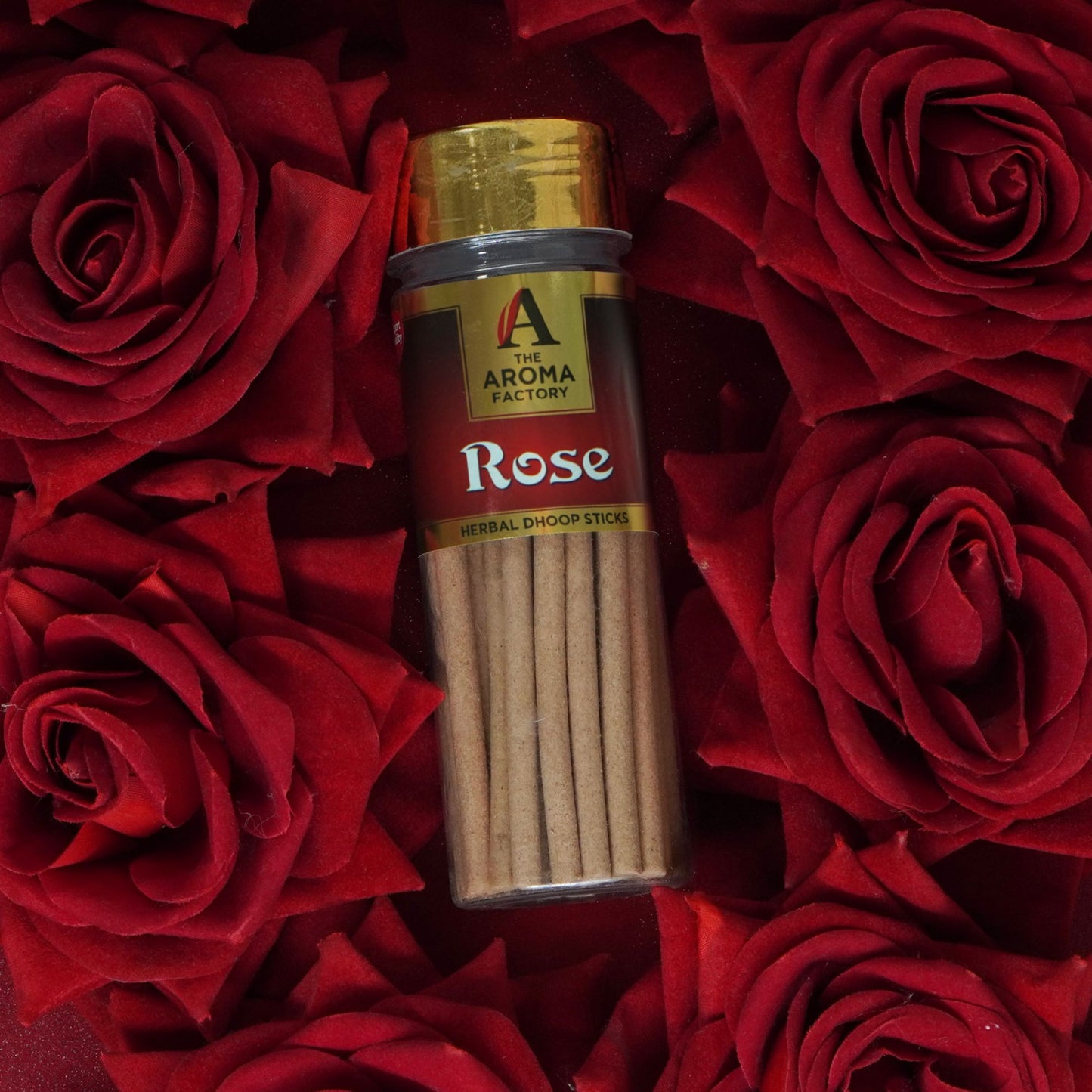 The Aroma Factory Rose,Sandal,Gugal,Loban & Lavender Dhoop Sticks for Pooja,100% Herbal Fragrance (Bottle Pack of 5 x100g) Jute Gift Set with Wooden Holder