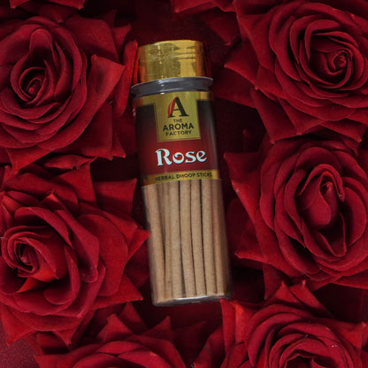 The Aroma Factory Rose,Sandal,Gugal,Loban & Lavender Dhoop Sticks for Pooja,100% Herbal Fragrance (Bottle Pack of 5 x100g) Jute Gift Set with Wooden Holder