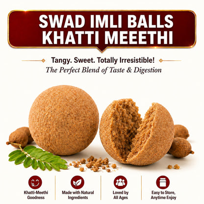 Swad Imli Balls Tamarind Candy (220g Jar) – Khatti Meethi Chatpata Tamarind Toffee | Sweet-Sour Digestive Treat