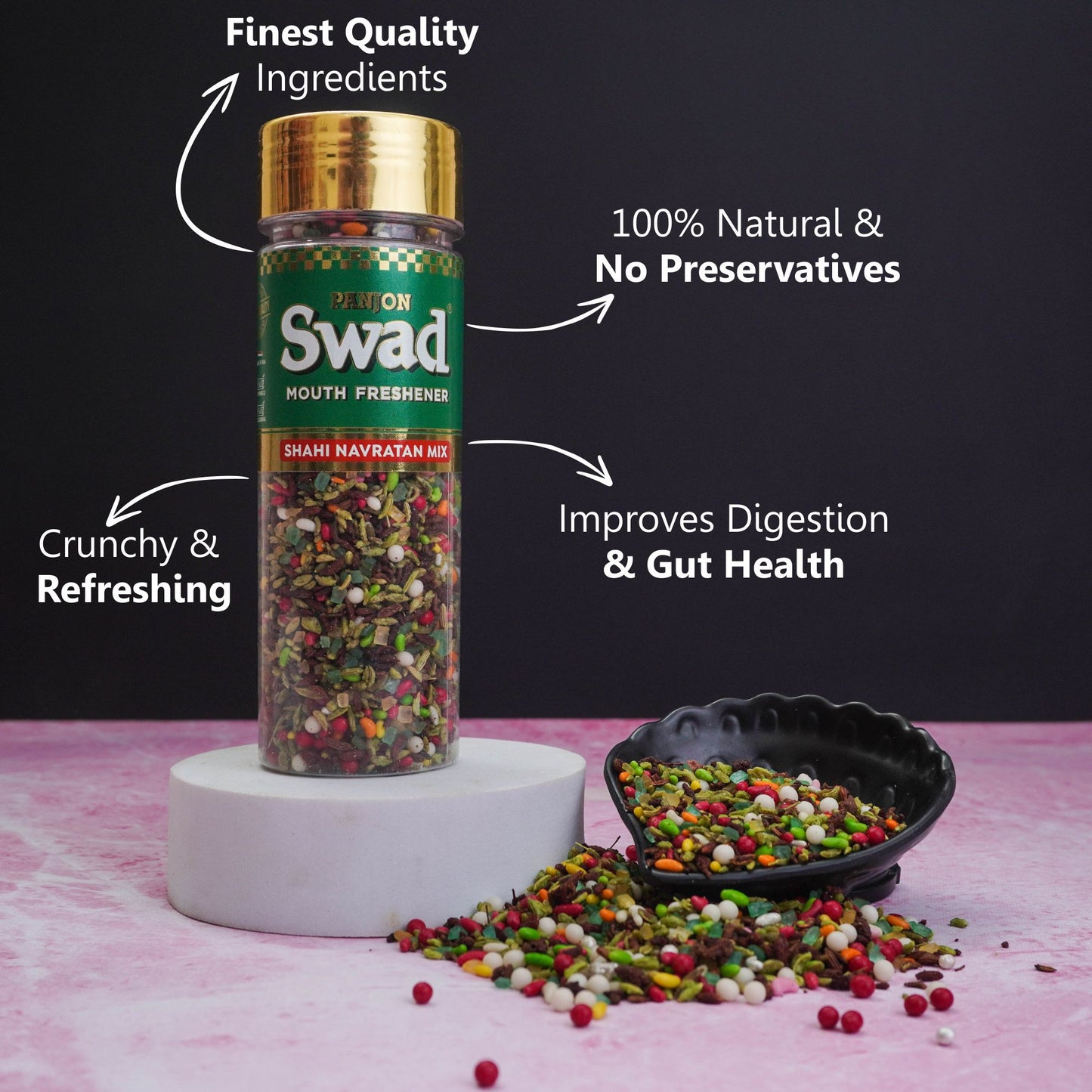 Swad Mukhwas & Candy Combo (Navratan, Kashmiri,Shahi Meetha paan 25 Candies Pack) 4 units