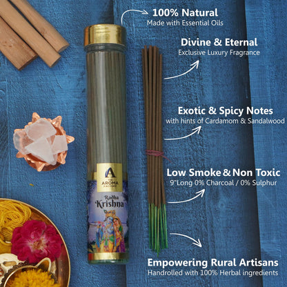 The Aroma Factory Laxmi,Shri Ganesh & Radha Krishna Agarbatti for Pooja,Luxury Incense Sticks,100% Herbal Fragrance Agarbathi (Bottle Pack of 3x100g)