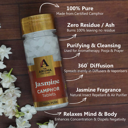 The Aroma Factory 100% Pure Camphor Tablets Lavender,Jasmine & Rose Fragrances Pack of 3 Bottle