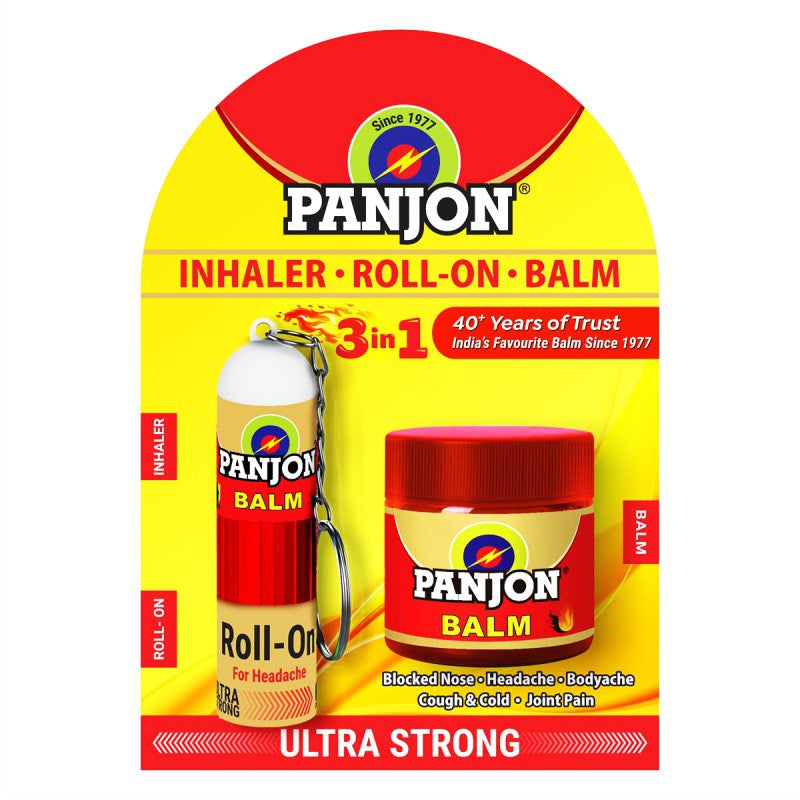 Panjon 3 in 1- Inhaler 0.5 ml, Roll-On 1 ml & Balm 8 ml