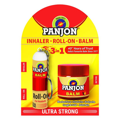 Panjon 3 in 1- Inhaler 0.5 ml, Roll-On 1 ml & Balm 8 ml