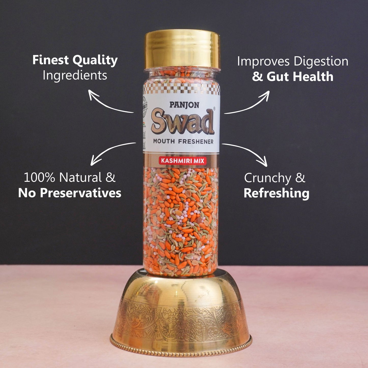 Panjon Swad Mukhwas Mouth Freshener 5 bottles (Rajasthani, Rajbhog, Mumbaiya, Kashmiri, Maharaja Mix) 750g