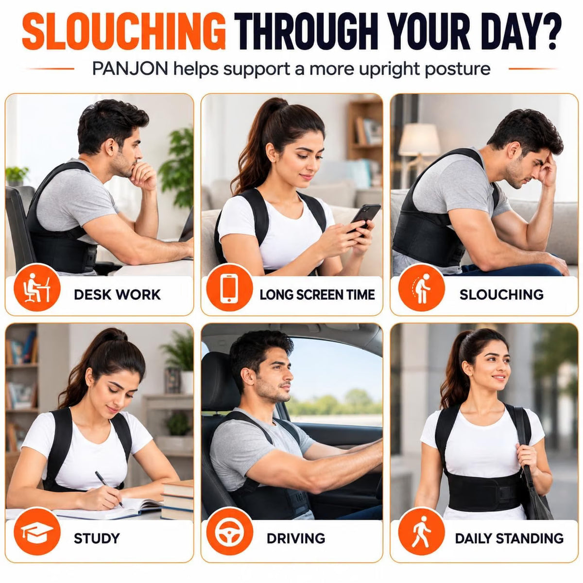 Panjon Posture Corrector Belt for Men & Women – Universal Fit
