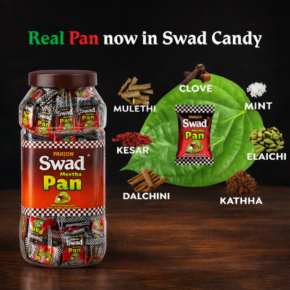 Swad Meetha Pan Candy (Real Paan flavour with Saunf, Elaichi, Kesar & Mint)200 Toffee Jar