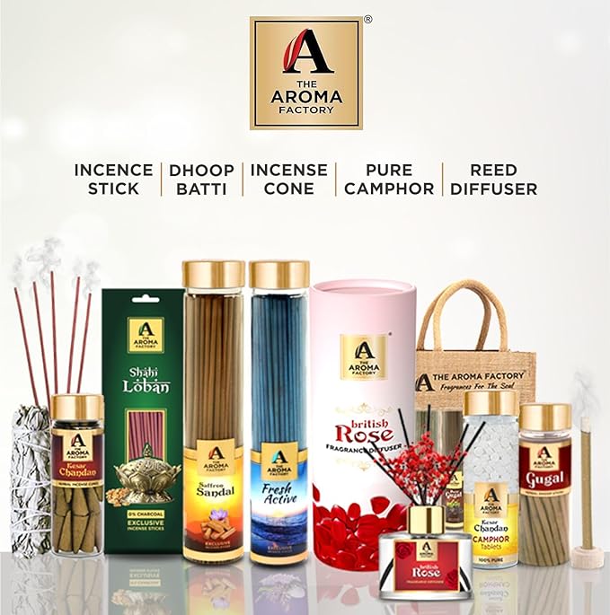 The Aroma Factory Fragrance Diffuser Set with Fibre Reed Sticks, Real Flowers, 100 ml (3.4 Oz) Aroma Oil (Lavender, 1 Box)