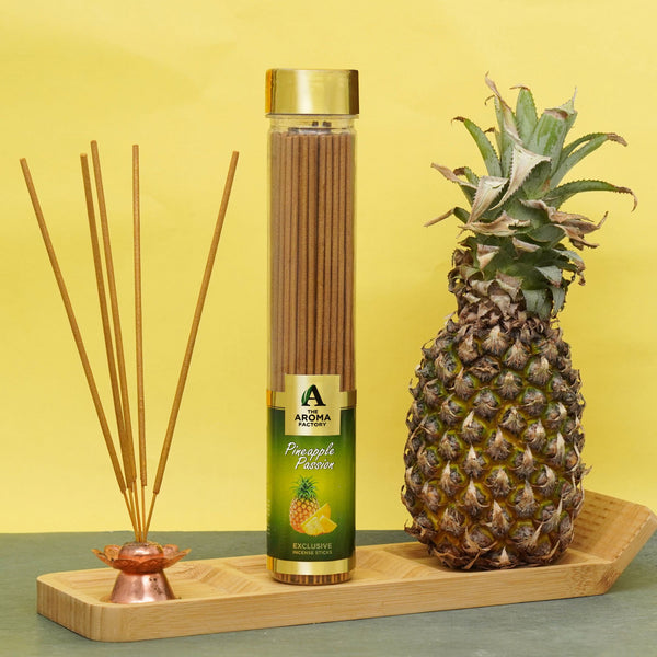 The Aroma Factory Pineapple Incense Stick (0% Charcoal 0% Sulphates) Agarbatti Bottle Pack, 100G