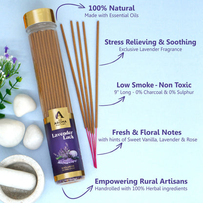 The Aroma Factory  Incense Sticks (Rose, Lavender, Mogra & Kewda Agarbatti) 4 bottles, Fragrance Jute Gift Pack