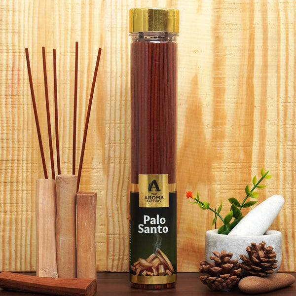 The Aroma Factory Palo Santo  Incense Stick (0% Charcoal 0% Sulphates) Organic & Herbal Agarbatti Bottle Pack, 100G