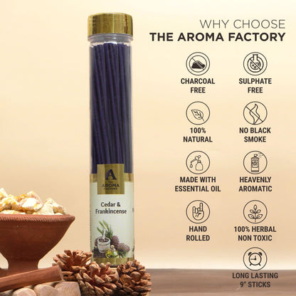 The Aroma Factory Incense Sticks (Lily Orchid, Rose Patchouli, Cedar Frankincense & Clove Lemon Agarbatti) 4 bottles, Jute Gift Pack
