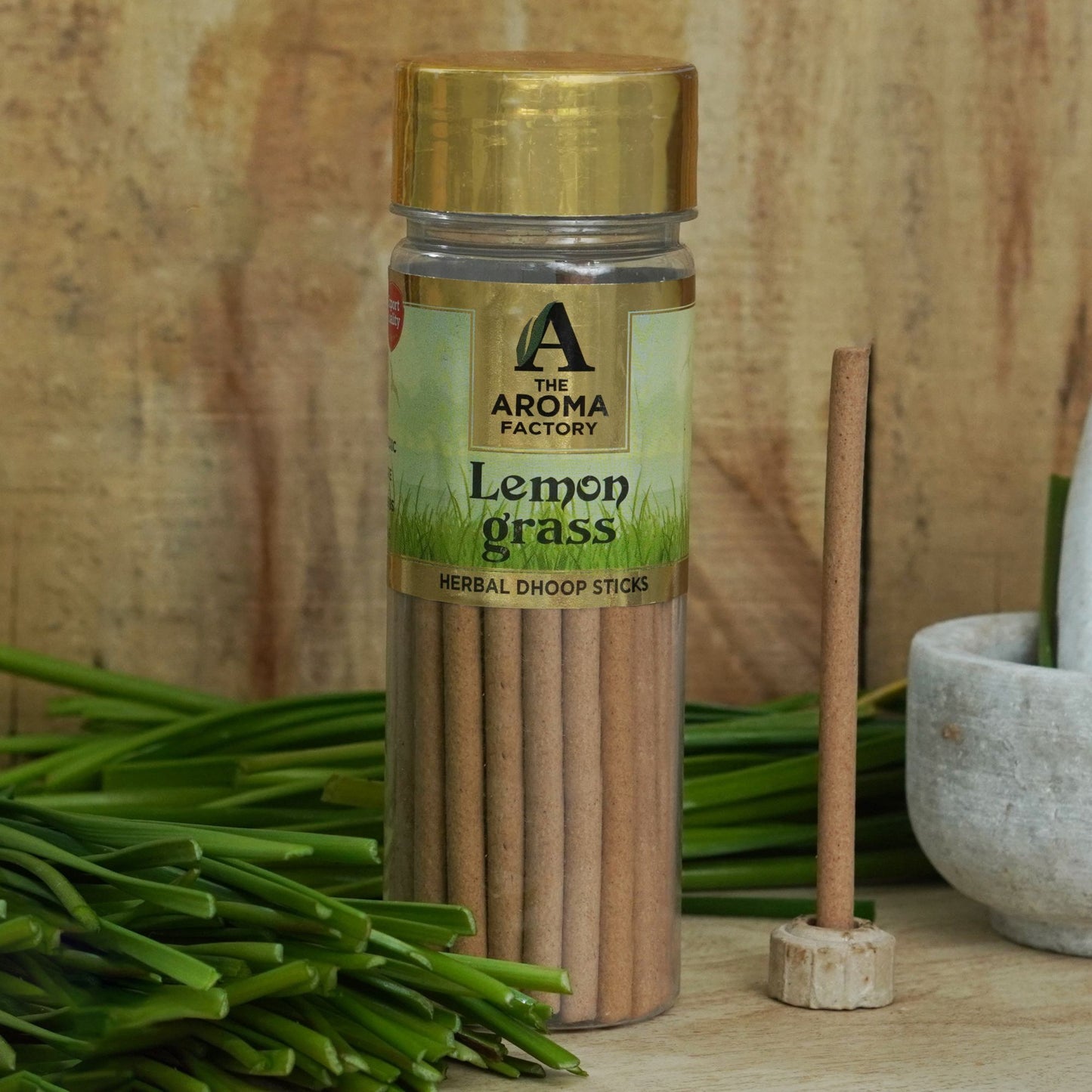 The Aroma Factory Lemongrass Dhoop Stick (0% Charcoal 0% Suphates) Herbal Incense Dhoopbatti Bottle Pack,100 g